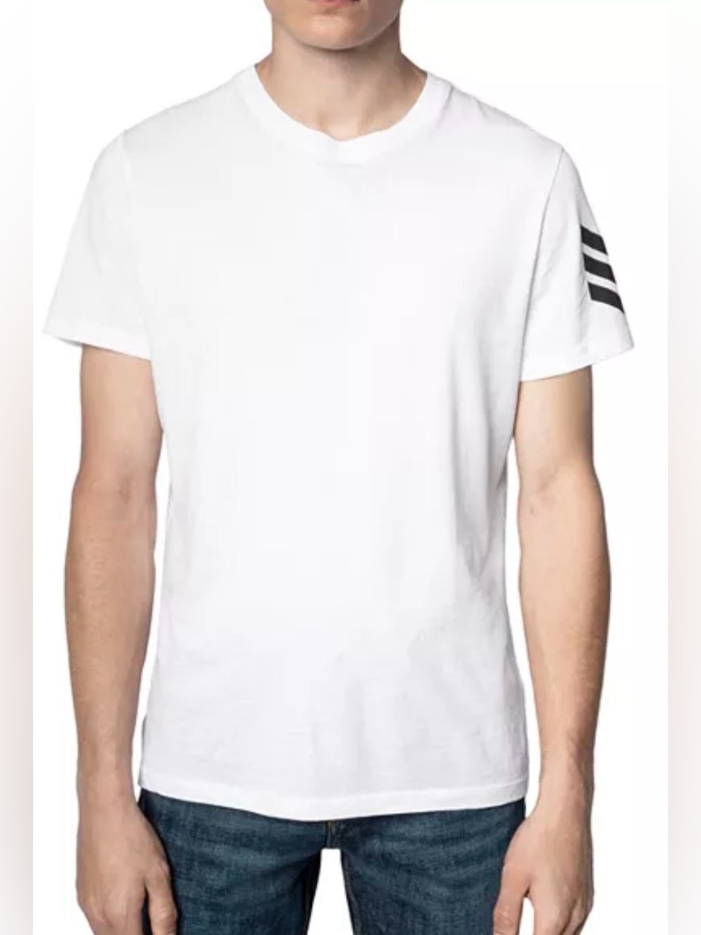 Zadig & Voltaire Men’s Cotton Short Sleeve Shirt Top White Arrows Large